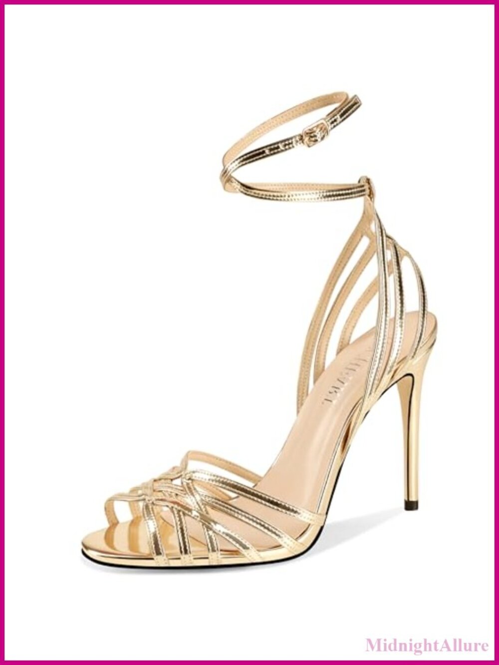 Strappy Lace Up Slingback Stiletto Heeled Sandals Open Square Toe